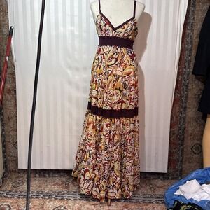 BCBG‎ Max Azria Inga One Shoulder Abstract Print Maxi Dress  Size 0